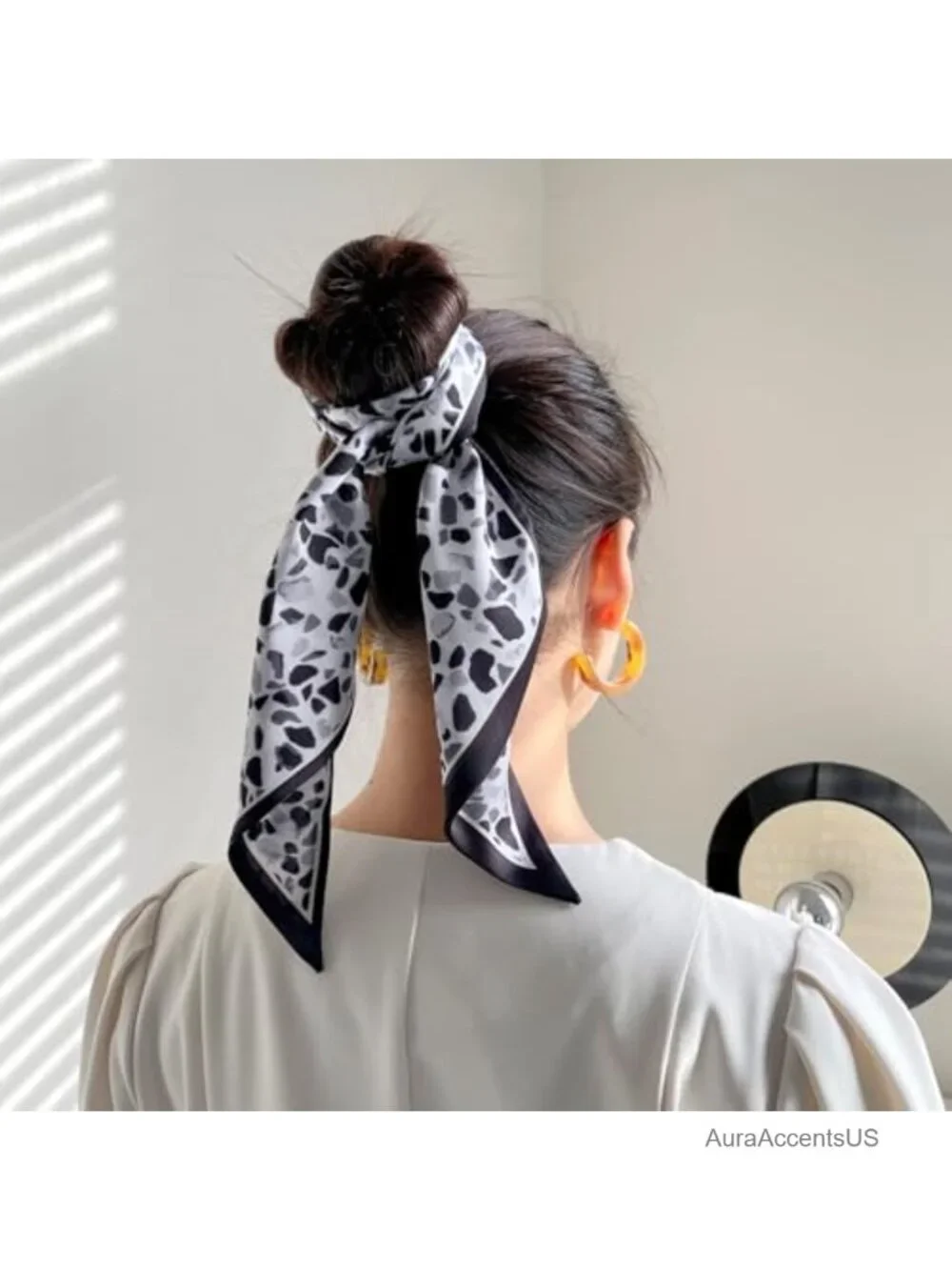 Silk Feel Polyester Satin Scarf, 59x5.3in, Multi-Use Head Wrap Neck Scarf